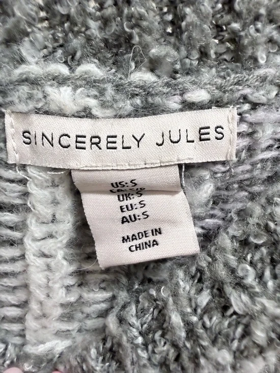 Sincerely Jules Cropped Patchwork Knit Sweater in Gray and Light Purple - Picture 6 of 7